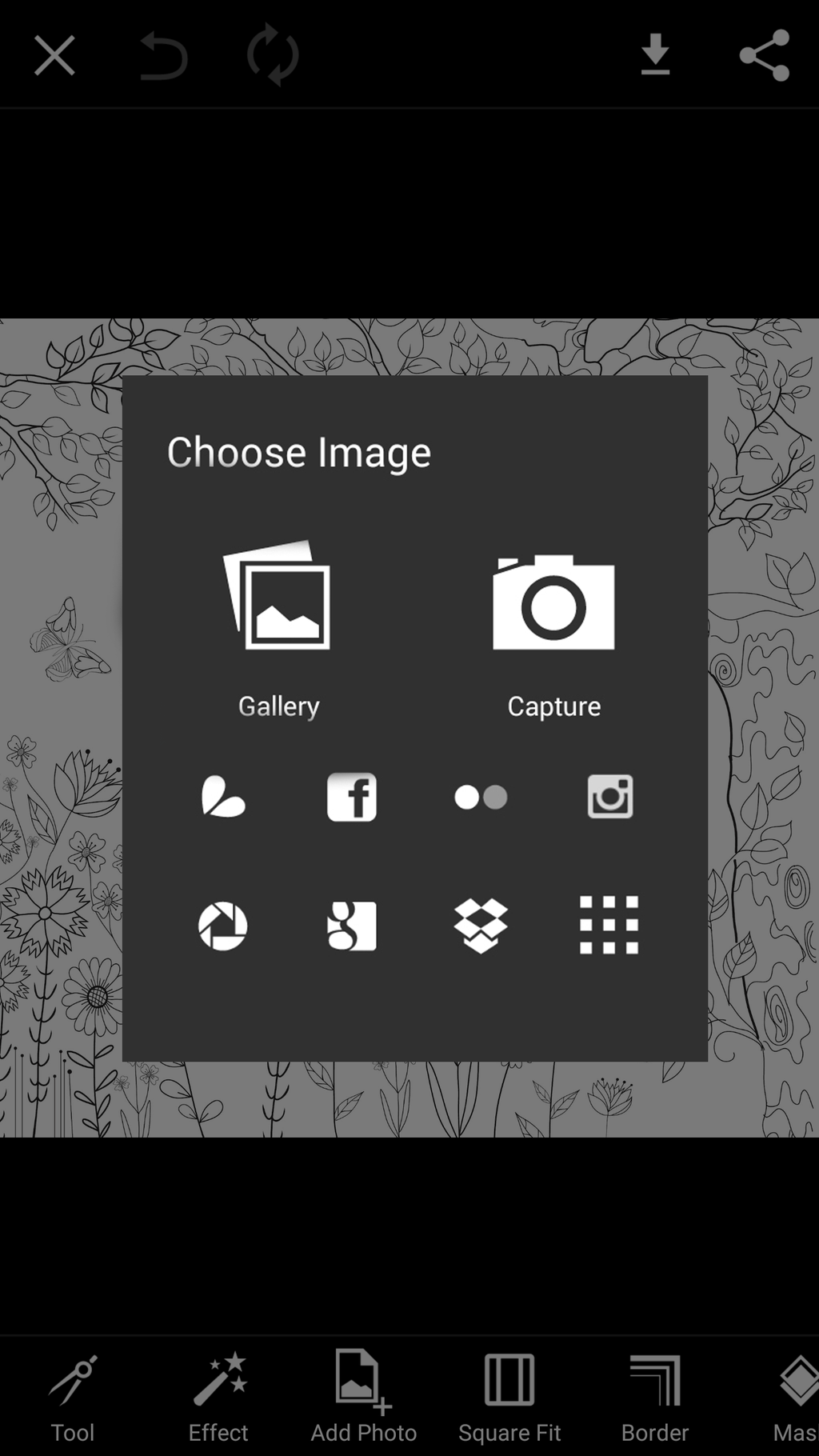 Choose image pop up